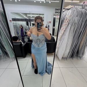 Glamorous Strapless Light Blue Dress